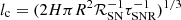 $ l_{\mathrm{c}} = (2H \pi R^2 {\mathcal{R}}_{\mathrm{SN}}^{-1}\tau_{\mathrm{SNR}}^{-1})^{1/3} $