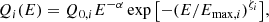 $$ \begin{aligned} Q_i(E) = Q_{0,i} E^{-\alpha } \exp {\left[-(E/E_{\mathrm{max}, i})^{\zeta _i}\right]}, \end{aligned} $$
