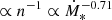$ \propto n^{-1} \propto \dot{M}_*^{-0.71} $