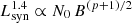 $ L_{\mathrm{syn}}^{1.4} \propto N_0\,B^{(p+1)/2} $