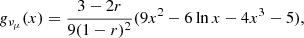 $$ \begin{aligned} { g}_{\nu _{\mu }}(x) = \frac{3-2r}{9(1-r)^2}(9x^2-6\,\mathrm{ln}\,x - 4x^3 -5), \end{aligned} $$