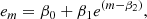 $$ \begin{aligned} e_m = \beta _0 + \beta _1 e^{(m-\beta _2)}, \end{aligned} $$