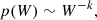 $$ \begin{aligned} p(W) \sim W^{-k}, \end{aligned} $$