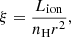 $$ \begin{aligned} \xi = \frac{L_{\mathrm{ion}}}{n_{\mathrm{H}} r^2}, \end{aligned} $$