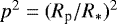 $p^2 = (R_{\textrm{p}}/R_*){}^2$