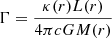 $ \Gamma = \frac{\kappa(r)L(r)}{4\pi cGM(r)} $
