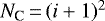 $N_{\textrm{C}} \,{=}\,(i+1)^2$