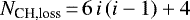 \begin{equation*}N_{\textrm{CH,loss}} \,{=}\,6 \, i \, (i-1) + 4\end{equation*}