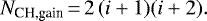 \begin{equation*}N_{\textrm{CH,gain}} \,{=}\,2 \, (i+1) (i+2).\end{equation*}