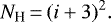\begin{equation*}N_{\textrm{H}} \,{=}\,(i+3)^2.\end{equation*}