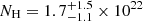 $ N_{\mathrm{H}} = 1.7_{-1.1}^{+1.5} \times 10^{22} $