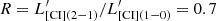 $ R=L^\prime_{\mathrm{[CI](2-1)}}/L^\prime_{\mathrm{[CI](1-0)}}=0.7 $