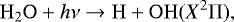 \begin{equation*}\mathrm{H_2O}+h\nu \rightarrow \mathrm{H} + \mathrm{OH} ({X}^{2}\Pi) ,\end{equation*}