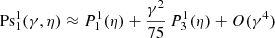 $$ \begin{aligned} \mathrm{Ps} _1^1(\gamma ,\eta )&\approx P_1^1(\eta ) + \frac{\gamma ^2}{75} \, P_3^1(\eta ) + O(\gamma ^4) \end{aligned} $$