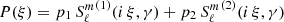 $$ \begin{aligned}&P(\xi ) = p_1 \, {S_\ell ^m}^{(1)}(i\,\xi , \gamma ) + p_2 \, {S_\ell ^m}^{(2)}(i\,\xi , \gamma ) \end{aligned} $$