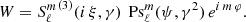 $$ \begin{aligned} W = {S_\ell ^m}^{(3)}(i\,\xi , \gamma ) \, \text{ Ps}_\ell ^m(\psi , \gamma ^2) \, e^{i\,m\,\varphi } . \end{aligned} $$