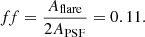 $$ \begin{aligned} f\!f = \frac{A_\mathrm{flare} }{2 A_\mathrm{PSF} } = 0.11 . \end{aligned} $$