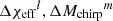 $ \Delta {{\chi_\mathrm{eff}}}^l,\Delta {{{M}_\mathrm{chirp}}}^m $