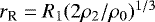 $r_{\textrm{R}} = R_1(2\rho_2/\rho_0)^{1/3}$