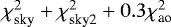 $\chi^2_{\textrm{sky}} + \chi^2_{\textrm{sky2}} + 0.3\chi^2_{\textrm{ao}}$