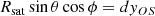 $$ \begin{aligned} R_\mathrm{sat} \sin \theta \cos \phi = d y_{OS} \end{aligned} $$