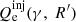 $ Q_{\mathrm{e}}^{\mathrm{inj}}(\gamma,\ R^\prime) $