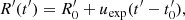 $$ \begin{aligned} R^{\prime }(t^{\prime })=R^{\prime }_{\rm 0} +u_{\rm exp}(t^{\prime }-t^{\prime }_{\rm 0}) ,\end{aligned} $$