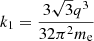 $$ \begin{aligned} k_{\rm 1}=\frac{3\sqrt{3}q^3}{32\pi ^2 m_{\rm e}} \end{aligned} $$