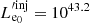$ L_\mathrm{e_{\mathrm{0}}}^{\prime\mathrm{inj}}=10^{43.2} $