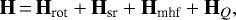 \begin{equation*} \textbf{H}\,{=}\,\textbf{H}_{\textrm{rot}} + \textbf{H}_{\textrm{sr}} + \textbf{H}_{\textrm{mhf}} + \textbf{H}_Q ,\end{equation*}