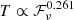 $ T\propto\mathcal{F}_\nu^{0.261} $
