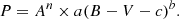 $$ \begin{aligned} P = A^n \times a(B-V-c)^b. \end{aligned} $$