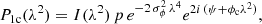 $$ \begin{aligned} P_{\rm 1c}(\lambda ^2) = I(\lambda ^2) \, p \, e^{-2\, \sigma _{\phi }^2 \, \lambda ^{4}} e^{2i\, (\psi +\phi _{\rm c}\lambda ^{2})}, \end{aligned} $$