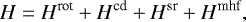 \begin{equation*}H = H^{\textrm{rot}} + H^{\textrm{cd}} + H^{\textrm{sr}} + H^{\textrm{mhf}},\end{equation*}