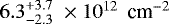 ${{6.3}_{-{2.3}}^{+{3.7}}}{\;}\times 10^{12}{\;}{{\,\textrm{cm}^{-2}}}$