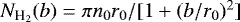 ${N_{{\textrm{H}_2}}}(b)=\pi n_0 r_0 / [1+(b/r_0){}^2]$
