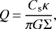 \begin{equation*} Q\,{=}\,\frac{C_{\textrm{s}}\kappa}{\pi G \Sigma}, \end{equation*}