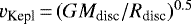 $v_{\textrm{Kepl}}\,{=}\, (G M_{\textrm{disc}}/R_{\textrm{disc}}){}^{0.5}$