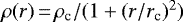 $\rho(r)\,{=}\,\rho_{\textrm{c}}/(1+(r/r_{\textrm{c}}){}^{2})$