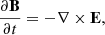 $$ \begin{aligned} \frac{\partial \mathbf B }{\partial t} = -\nabla \times \mathbf E , \end{aligned} $$