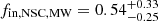 $ f_{\mathrm{in, NSC, MW}} = 0.54^{+0.33}_{-0.25} $