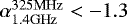 $\alpha^{325\mathrm{MHz}}_{1.4\mathrm{GHz}} < -1.3$