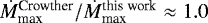 $\dot{M}^{\textrm{Crowther}}_{\textrm{max}}/\dot{M}^{\textrm{this work}}_{\textrm{max}} \approx 1.0$