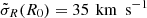 $ \tilde{\sigma}_R(R_0)=35\,{\text{ km}\ \text{ s}^{-1}} $