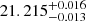 $ 21.215^{+0.016}_{-0.013} $