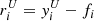 $$ \begin{aligned}&r_i^U={ y}_i^U-f_i\end{aligned} $$