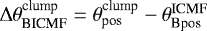 $\Delta\theta^{\textrm{clump}}_{\textrm{BICMF}}= \theta^{\textrm{clump}}_{\textrm{pos}} - \theta^{\textrm{ICMF}}_{\textrm{Bpos}}$