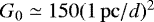 $G_0\simeq 150 (1\,\mathrm{pc}/d)^2$