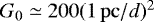 $G_0\simeq 200 (1\,\mathrm{pc}/d)^2$