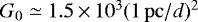 $G_0\simeq 1.5\,{\times}\, 10^3(1\,\mathrm{pc}/d)^2$